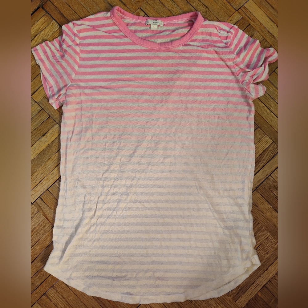 Gap Pink/Yellow Gradient Short Sleeve Shirt With Stripe Pattern